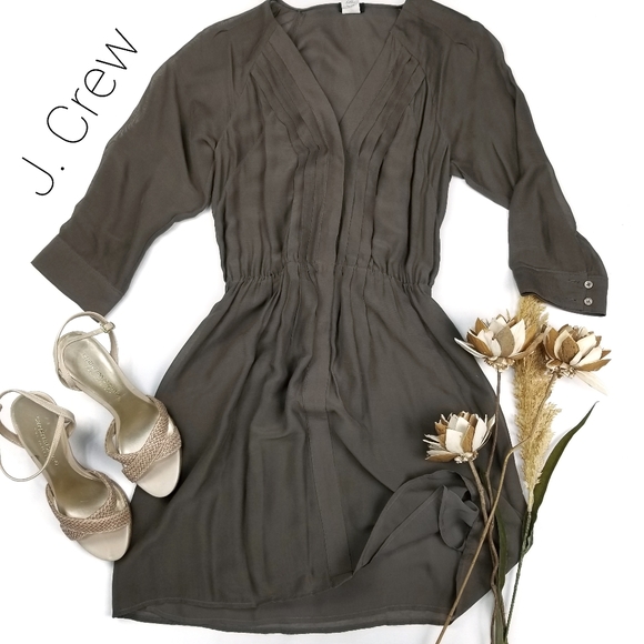 J. Crew Dresses & Skirts - J. CREW-Olive Green Silk Blend Sheer Lined dress 0